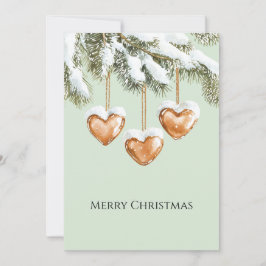 Green Warm Creamy Caramel Hearts Christmas Tree  カード