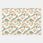 Green Warm Creamy Caramel Hearts Christmas Tree  ラッピングペーパーシート (正面2)