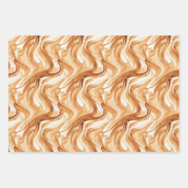 Green Warm Creamy Caramel Hearts Christmas Tree  ラッピングペーパーシート