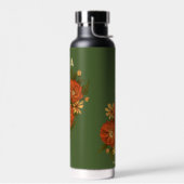 Green Water Bottle with red flowers ウォーターボトル (左面)