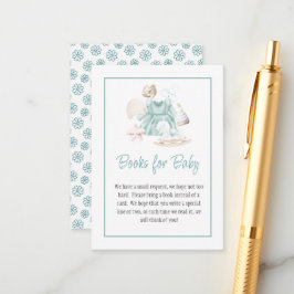 Green Watercolor Baby Girl Books for Baby Card エンクロージャーカード