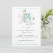 Green Watercolor Baby Girl Shower Invitation 招待状 (スタンド正面)