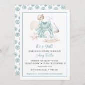 Green Watercolor Baby Girl Shower Invitation 招待状 (正面/裏面)