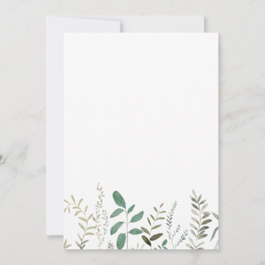 green watercolor cross Confirmation 招待状 (裏面)