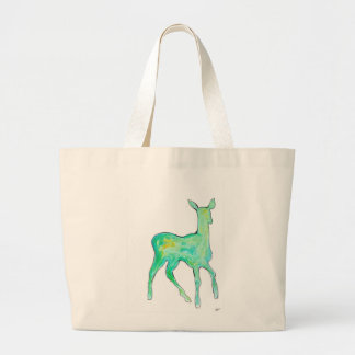Green Watercolor Deer Bag ラージトートバッグ