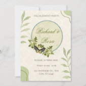 Green Watercolor Floral Engagement Invitation 招待状 (正面)
