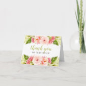 Green Watercolor Flowers Wedding Bridal Shower サンキューカード (正面)