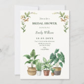 Green watercolor gardening plants bridal shower 招待状 (正面)