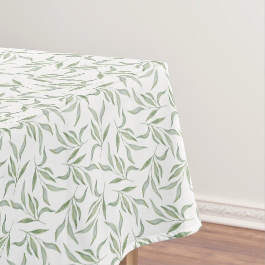Green Watercolor Leaves Botanical Pattern テーブルクロス (インサイチュ)