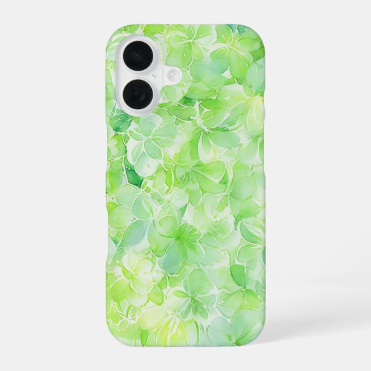 Green Watercolor Plumeria Flower Phone Case iPhone 16ケース (裏面)