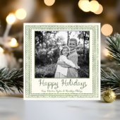 Green Watercolor Scallop Pattern Christmas シーズンカード