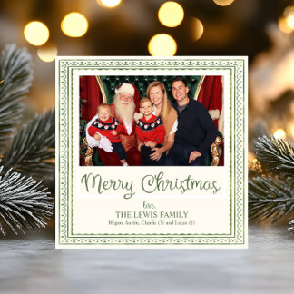 Green Watercolor Scallop Pattern Christmas シーズンカード