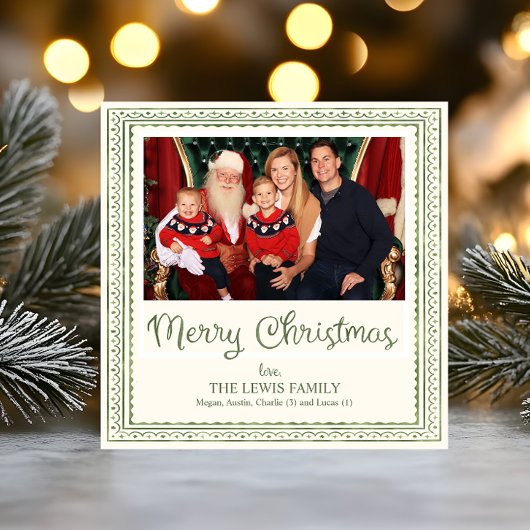 Green Watercolor Scallop Pattern Christmas シーズンカード