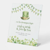 Green Watercolor Shamrock Irish Party Welcome 台座サイン (正面)