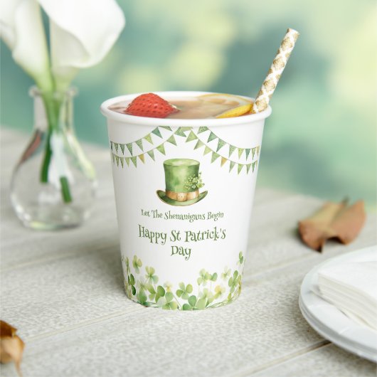 Green Watercolor Shamrock St Patrick's Day Party 紙コップ (インサイチュ)