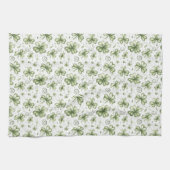 Green Watercolor Shamrocks St. Patrick's Day キッチンタオル (横)