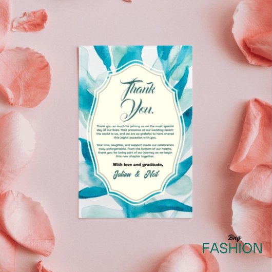 Green Watercolor Simple Wedding  サンキューカード