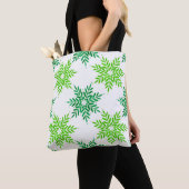 Green Watercolor Snowflake Pattern   トートバッグ (クローズアップ)