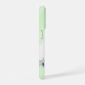 Green Watercolor Wash Personalized Photo with Name iPhoneケース (右側面)