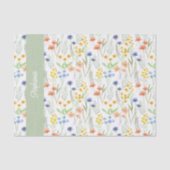 Green Watercolor Wildflower Name 薄葉紙 (正面)