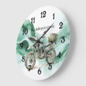 Green Wave Motorcycle Be Adventurous ラージ壁時計 (傾斜)