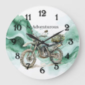 Green Wave Motorcycle Be Adventurous ラージ壁時計 (正面)