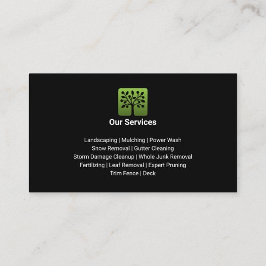 Green Wave Professional Tree Lawn Care 名刺 (裏面)