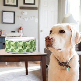 Green Waves Pattern Ceramic Pet Bowl ボウル