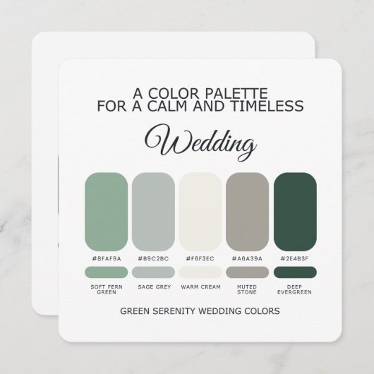 Green Wedding Color Palette Card 招待状 (正面/裏面)