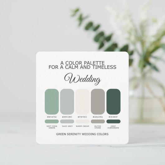Green Wedding Color Palette Card 招待状 (スタンド正面)