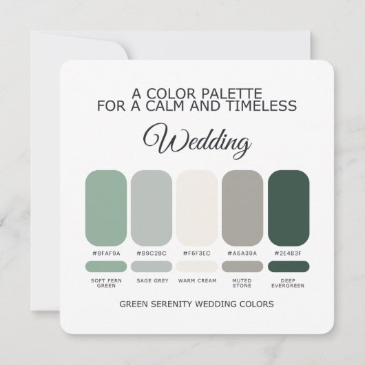 Green Wedding Color Palette Card 招待状 (裏面)