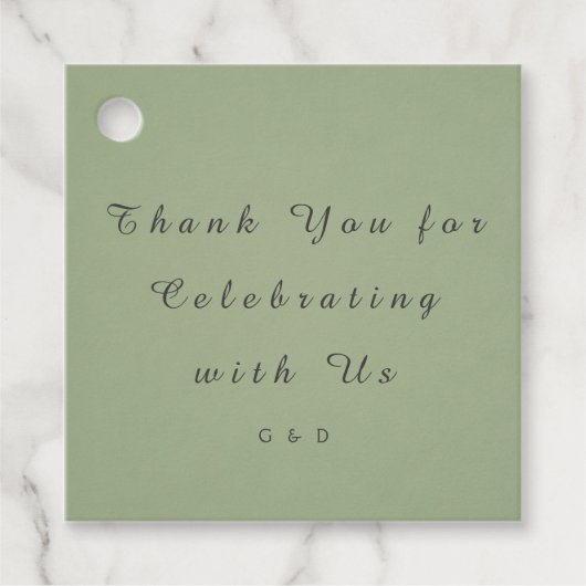 Green Wedding Favor Tag Template フェイバータグ (正面)