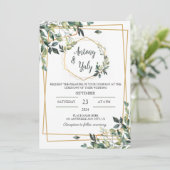 Green Wedding Invitation boda con hojas verdes 招待状 (スタンド正面)