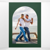 GREEN Wedding InviteプログラムメニューRSVP写真 三つ折り招待状 (内部中)