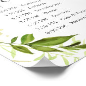 Green Wedding Order of Events Sign Rustic Greenery ポスター (角)