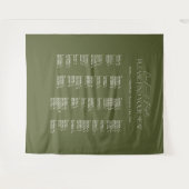 Green Wedding Seating Chart Alphabetical Fabric タペストリー (正面(横))
