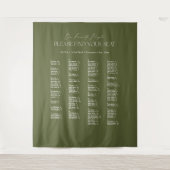 Green Wedding Seating Chart Alphabetical Fabric タペストリー (正面)