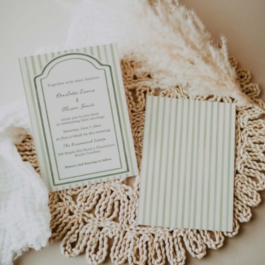 Green Wedding Striped Invitation  招待状