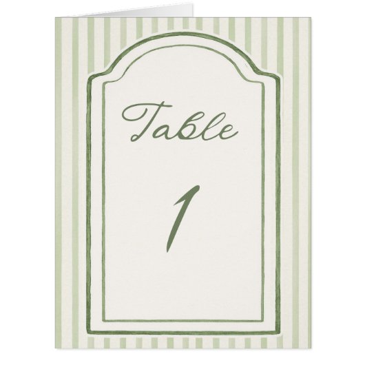 Green Wedding Striped Table Number  (正面)