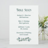 Green Wedding Table Number List of Names プログラム (スタンド正面)