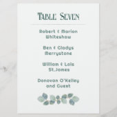 Green Wedding Table Number List of Names プログラム (正面)