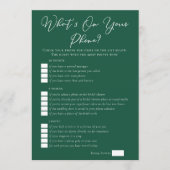 Green What's On Your Phone Bridal Shower カード (正面)