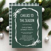 Green Whimsical Hand Drawn Christmas Dinner Party 招待状