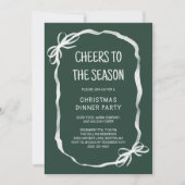 Green Whimsical Hand Drawn Christmas Dinner Party 招待状 (正面)
