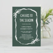 Green Whimsical Hand Drawn Christmas Dinner Party 招待状 (スタンド正面)