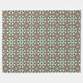 Green, white and brown mandala  フリースブランケット (正面(横))