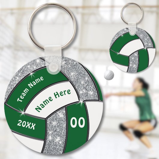 Green, White and Silver Cheap Volleyball Giveaways キーホルダー