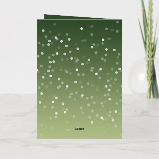 Green White Bokeh Dots Christmas Deer カード (裏面)