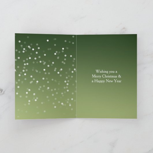 Green White Bokeh Dots Christmas Deer カード (内部)