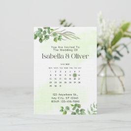 Green & White  Botanical Wedding invitation 招待状